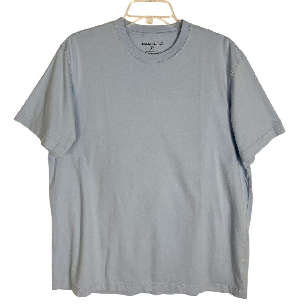 Eddie Bauer Shirt Mens‎ Size L Blue Short Sleeve Casual Tee Shirt Cotton